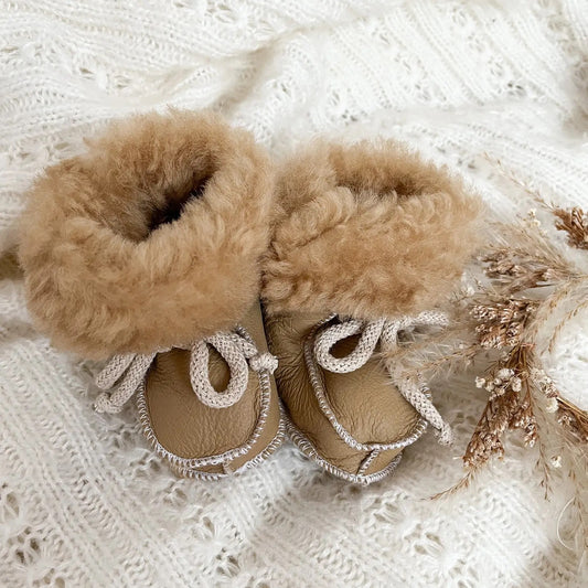 Sheepskin Baby Booties - Honey 11 cm