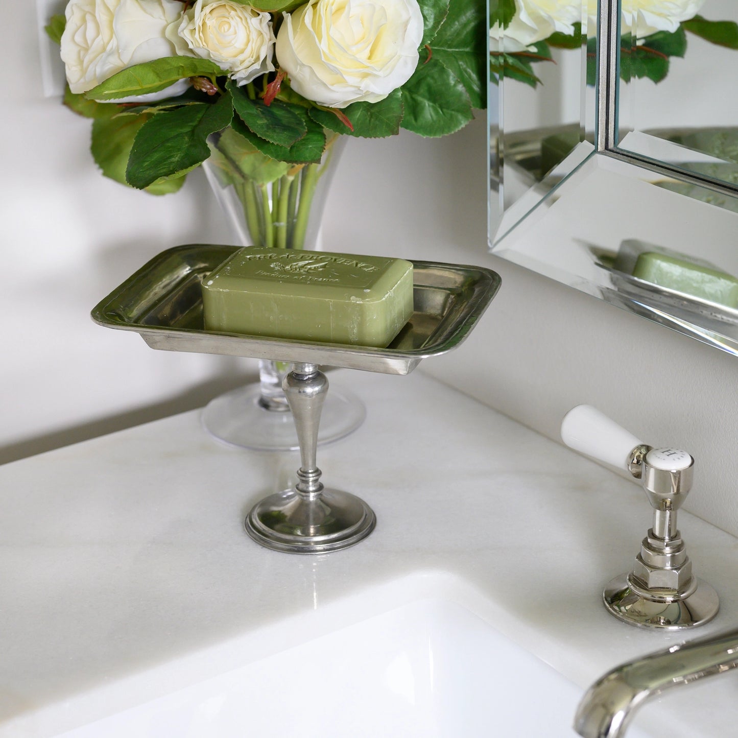 Pewter Pedestal Dish Rectangular
