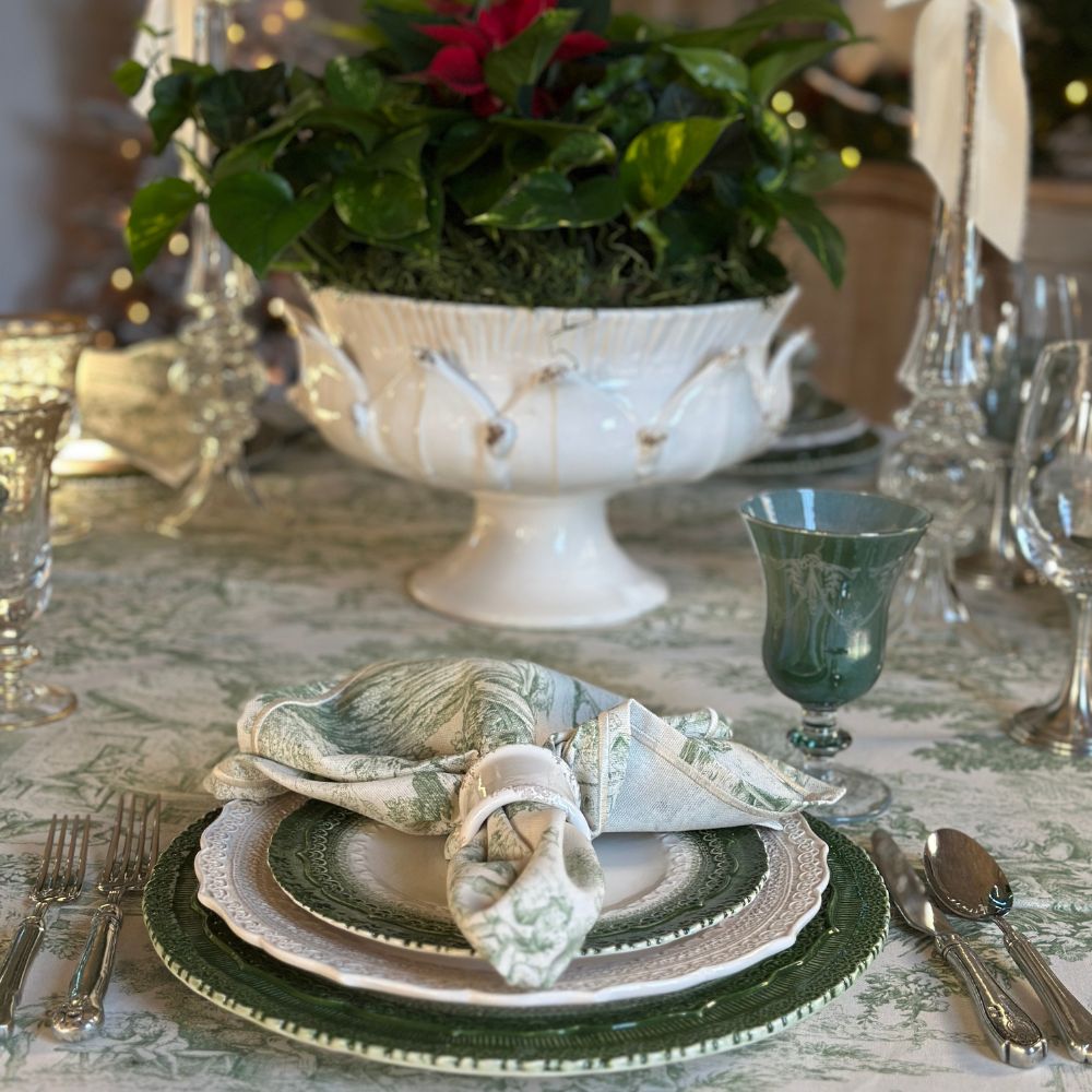 Napkin Large - Green Toile