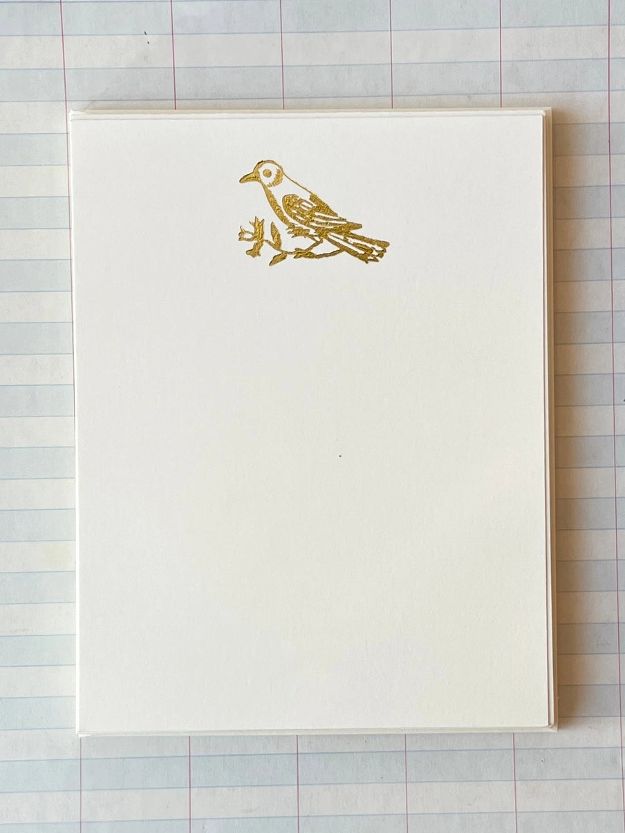 Stationery Set - Pressed Gold Foil - Bird on Branch
