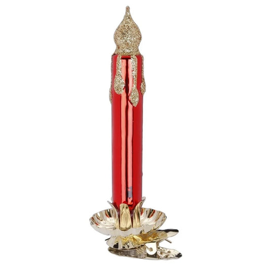 Ornament - Tree Candle - Red & Gold 5.4”