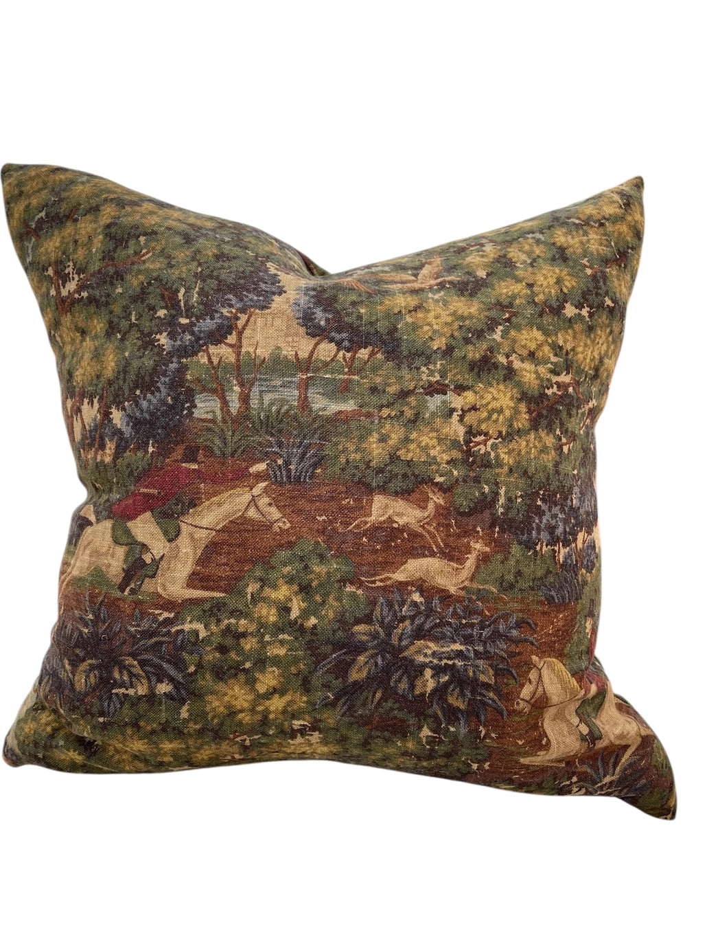 Pillow - Hunt in Green with Feather Insert