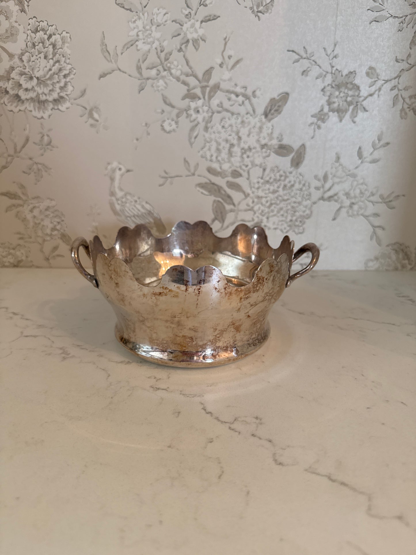 Antique 19th c. French Silverplate Scalloped Cachepot