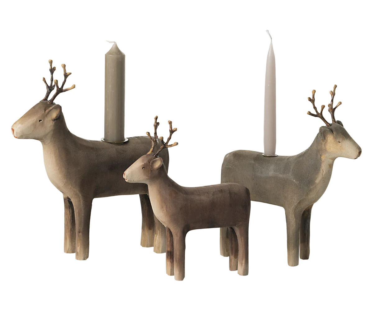 Wooden Reindeer - Candle Holder - Small