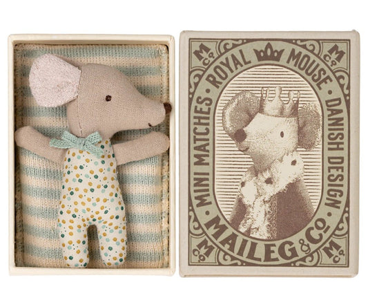 Baby Boy Mouse - Sleepy/Wakey in Matchbox - Royal