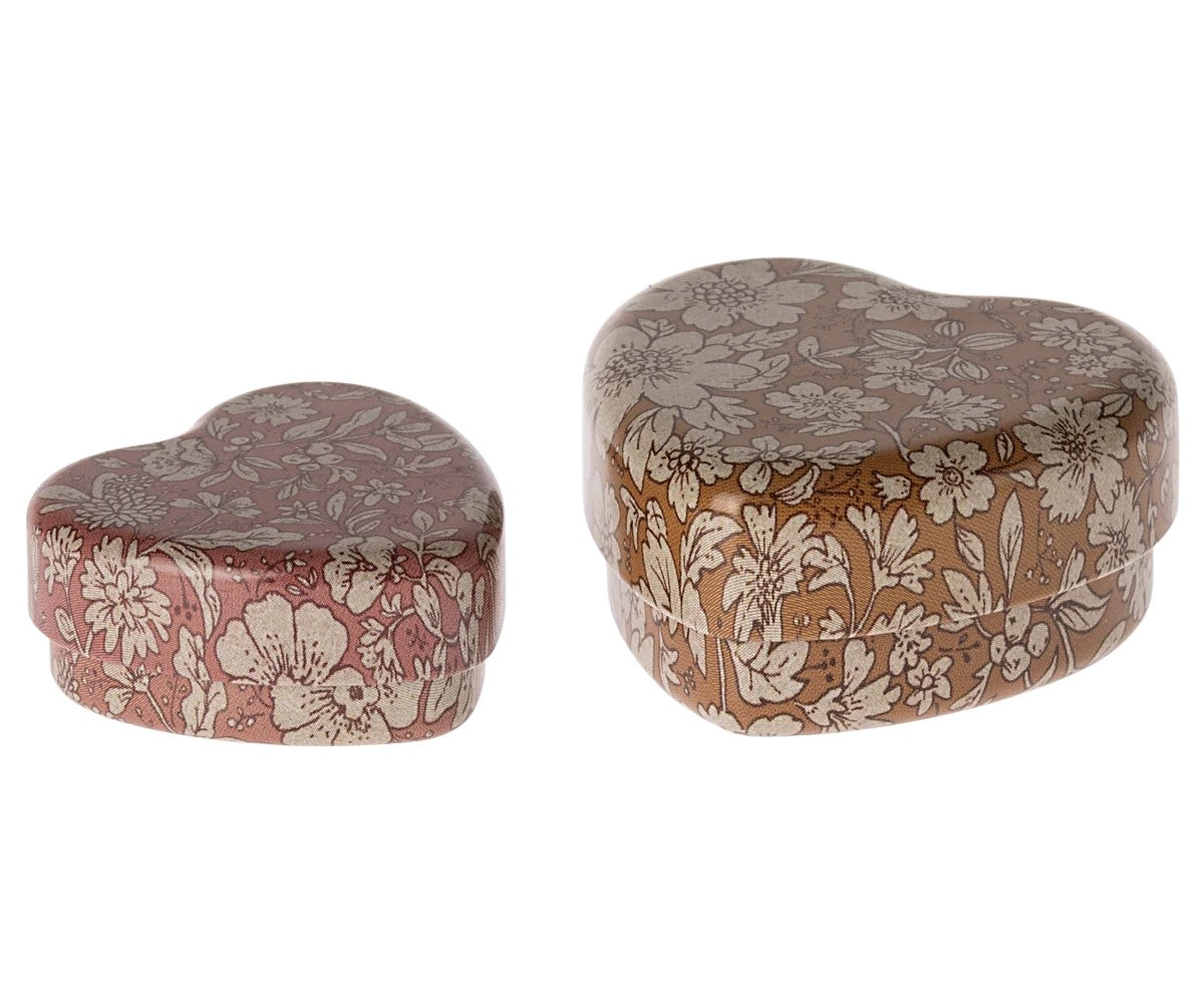 Metal Heart Box - Ocher/Heather Blossom (set of 2)