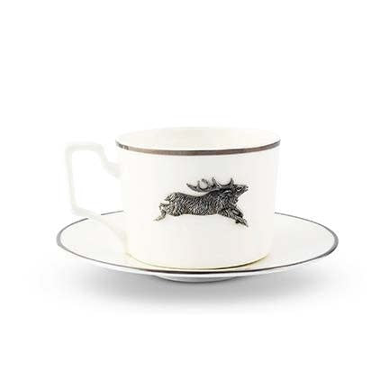 Tea Cup & Saucer - Running Elk Bone China