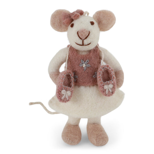 Felt White Mouse - Ballerina with Ballet Slippers