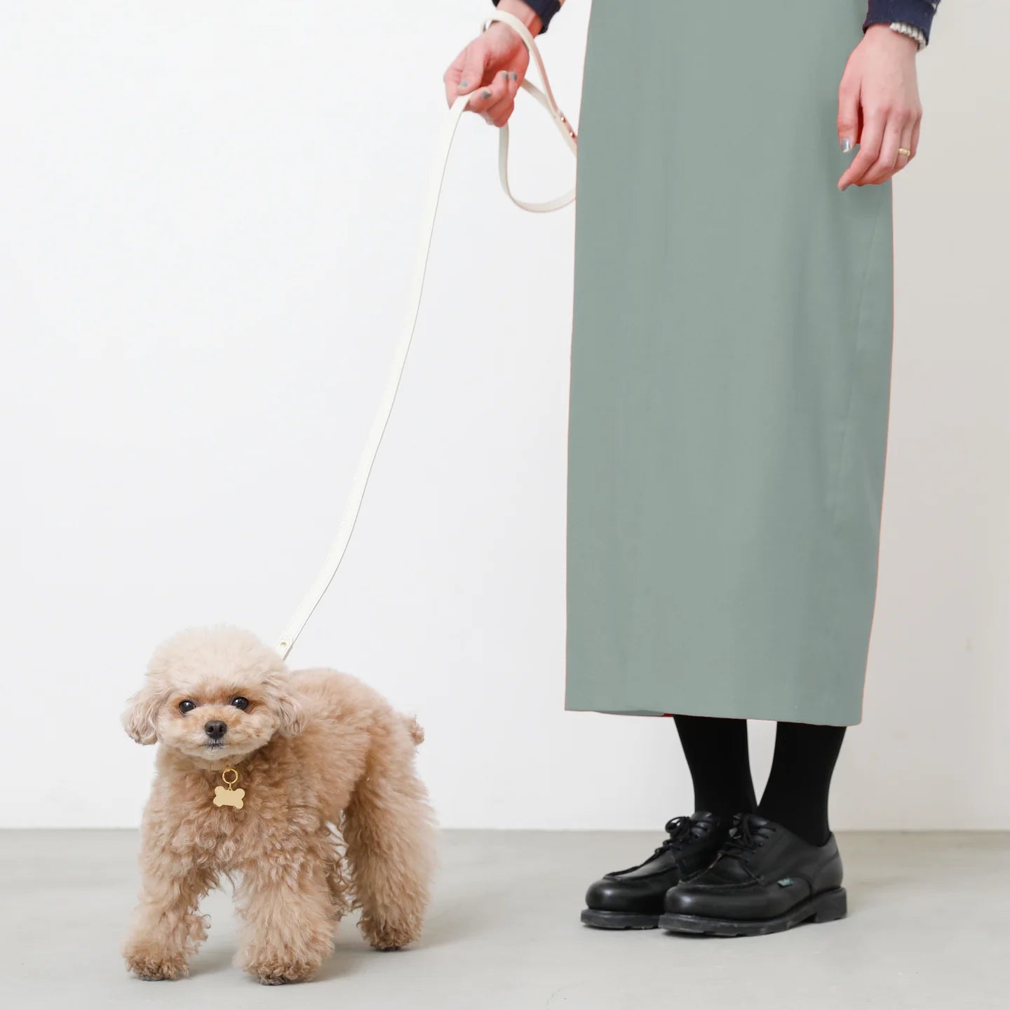 Leather Dog Lead - Ivory
