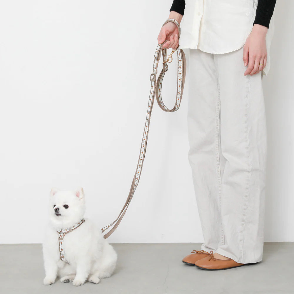Dog Lead - Embroidered Flowers