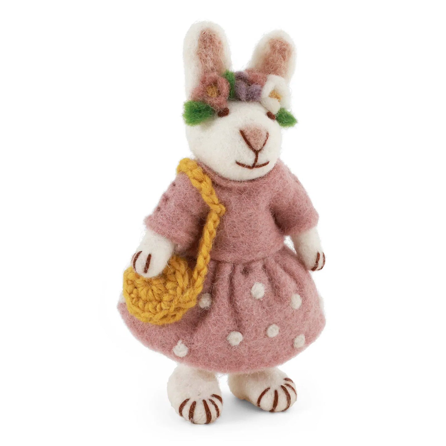 Felt White Bunny - in Dress with Flower Hair Band