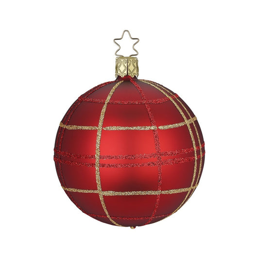 Ornament - Ball Red Dressy Check Matt 3.2"