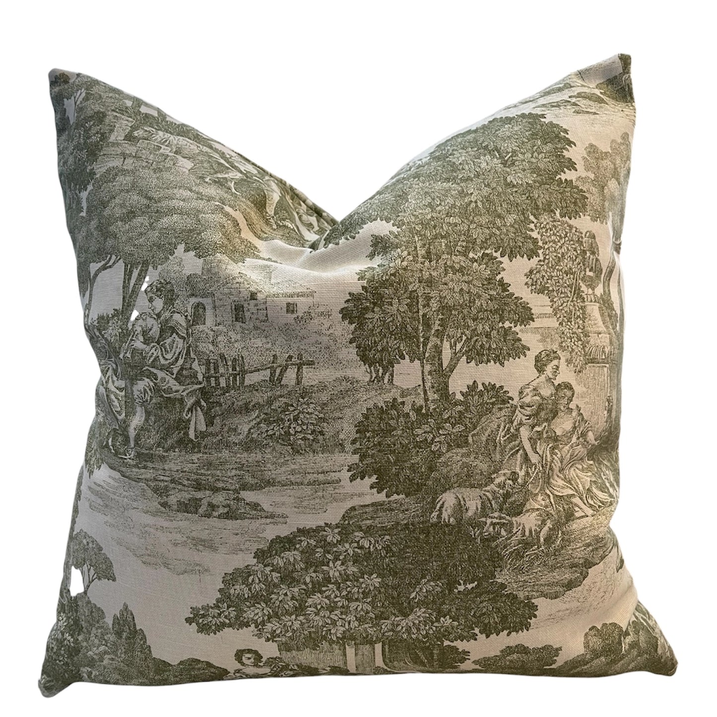 Pillow - Toile Green with Feather Insert