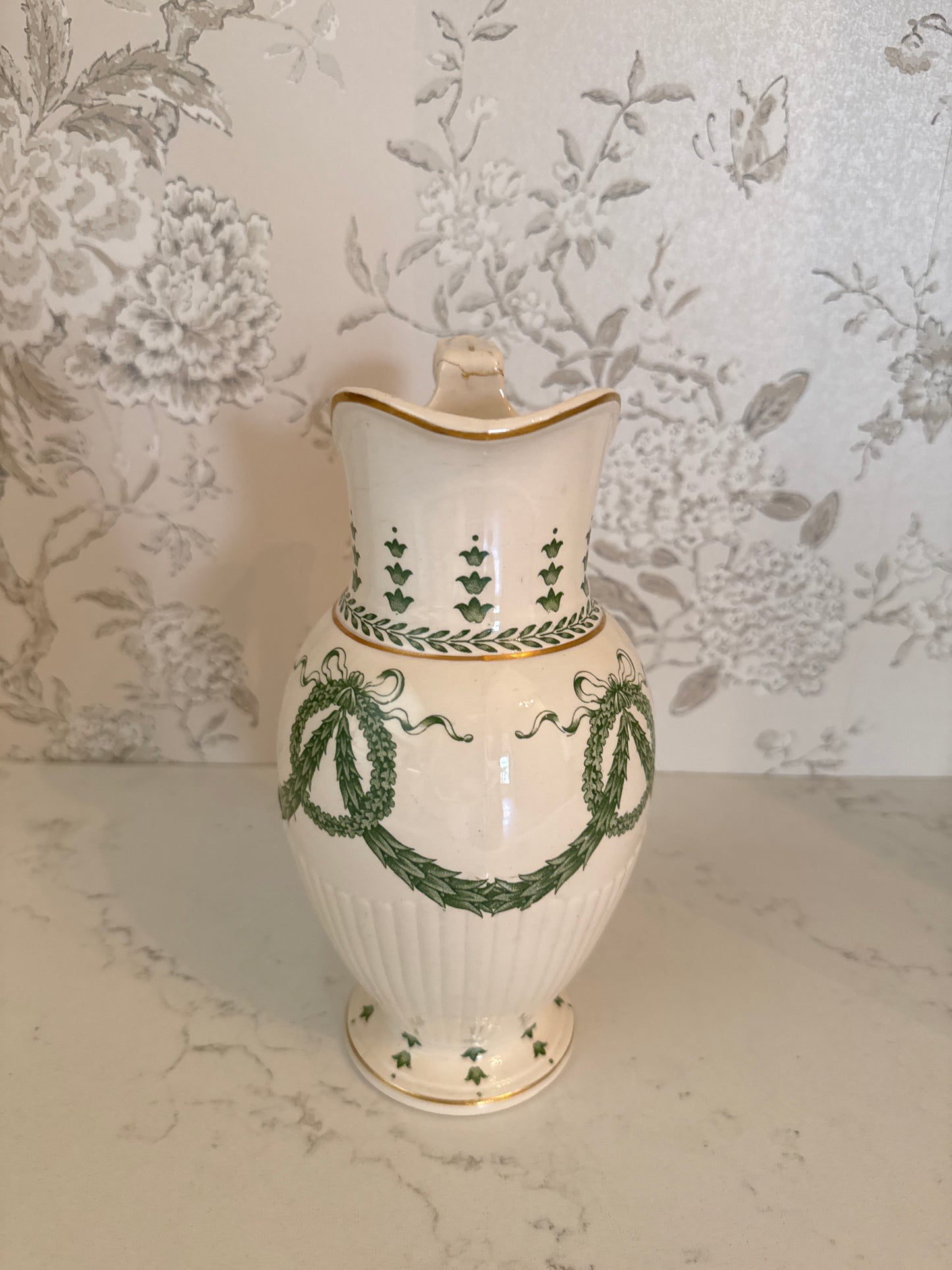Antique 19th c. French Hand-Painted Faience Pitcher