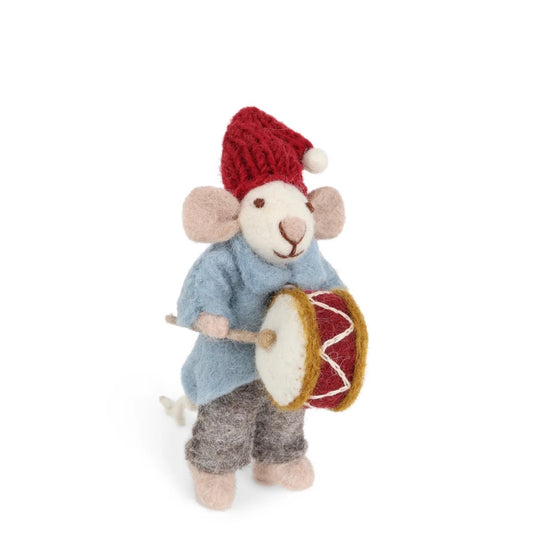 Felt White Mouse - Orchestra with Drum