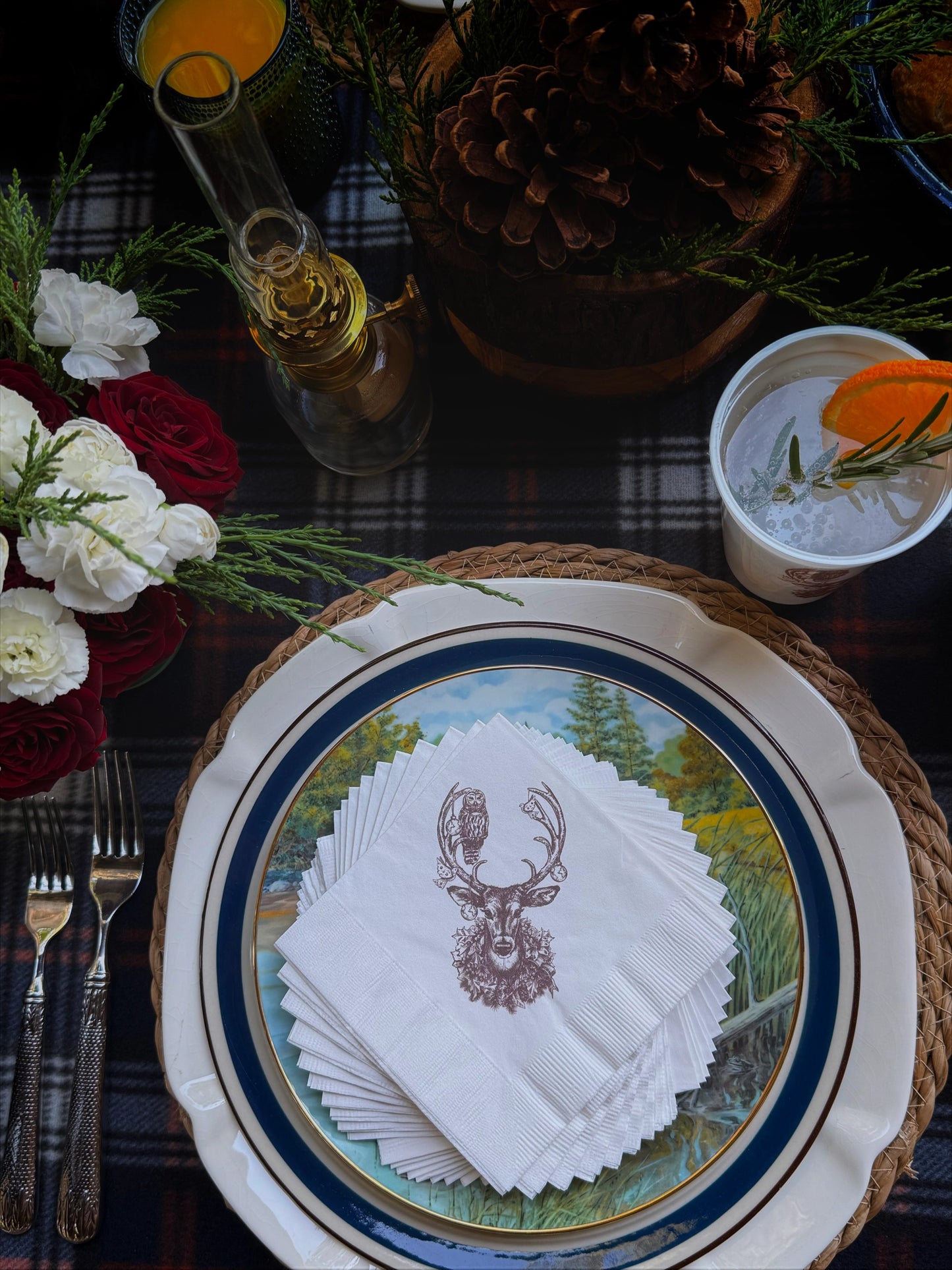 Paper Cocktail Napkins - Christmas Deer