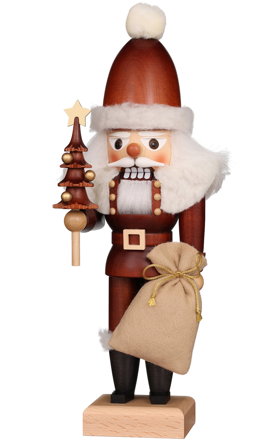Nutcracker Small - Santa Natural with Christmas Tree and Sack