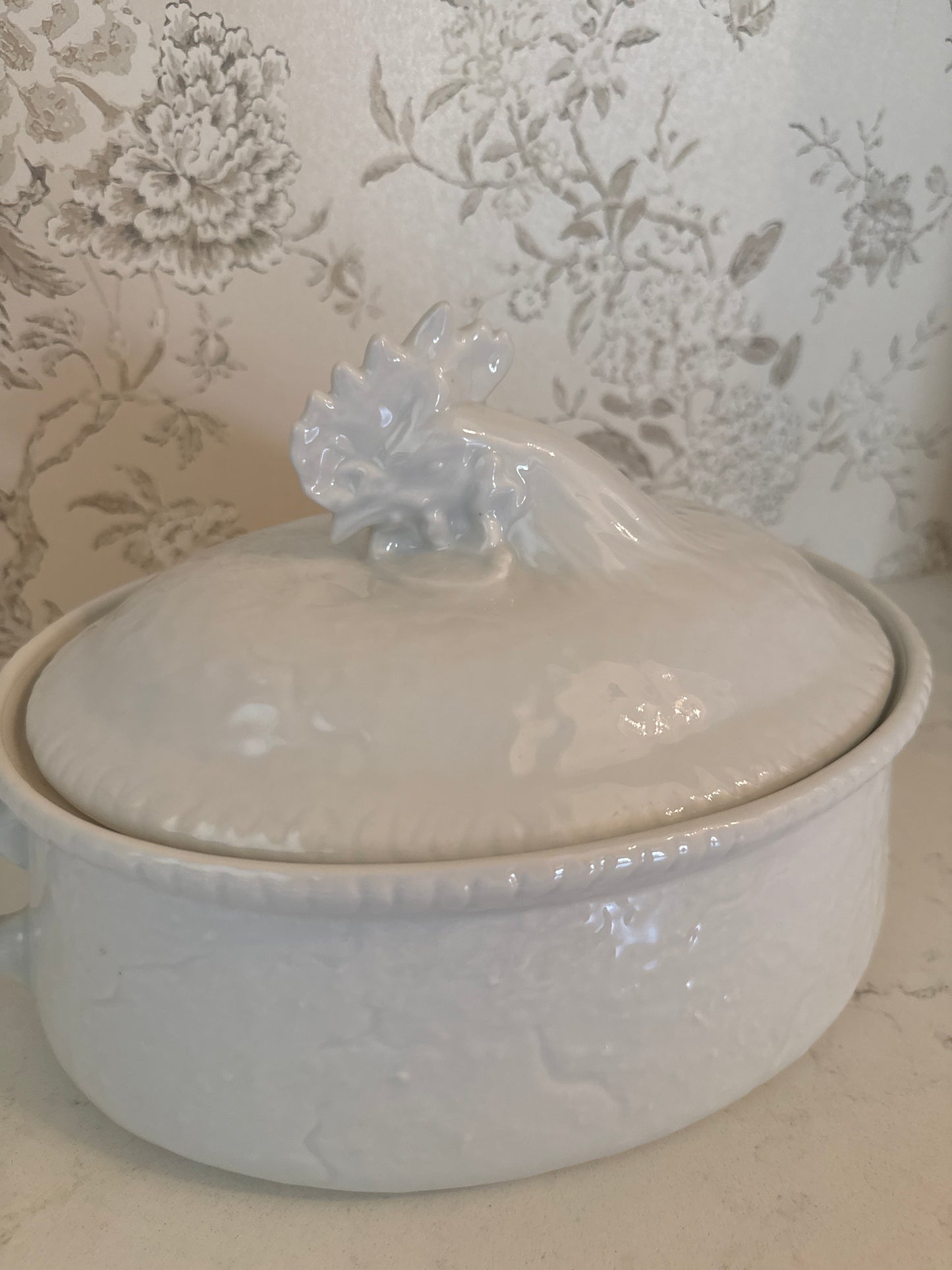 Vintage 20th c. French Ironstone Rooster Tureen