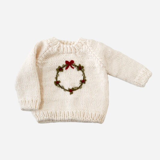 Baby Crew Neck Sweater - Wreath Cream