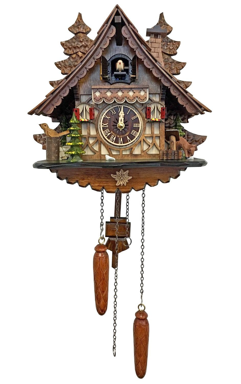 German Cuckoo Clock - Chalet with Deer and Rabbit (quartz)