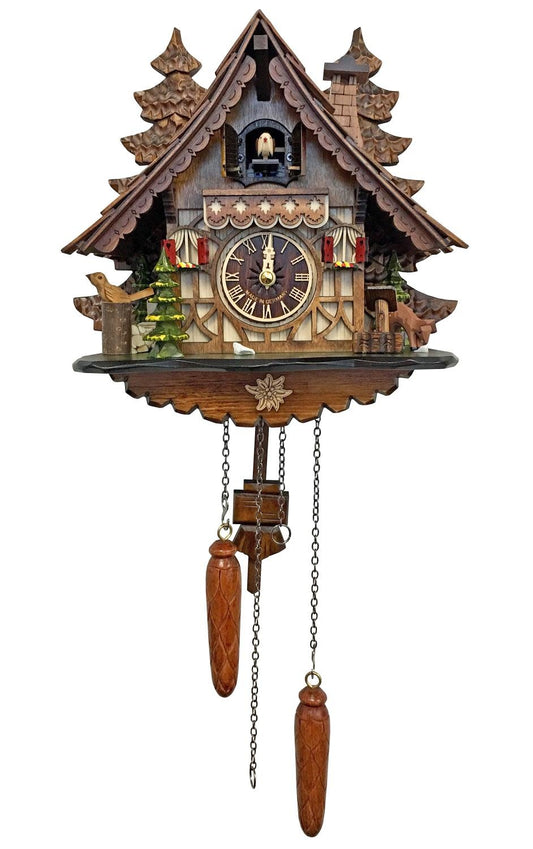 German Cuckoo Clock - Chalet  with Deer and Rabbit (quartz)