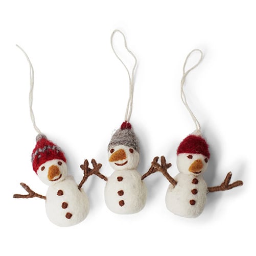 Ornament - Snowmen with Hats (set of 3)