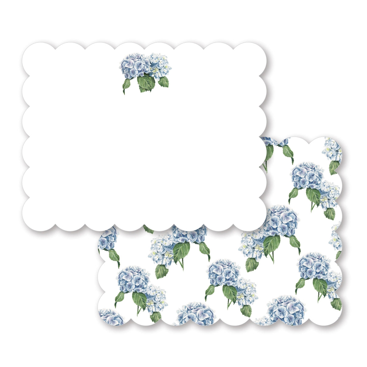 Notecard Set - Scalloped - Blue Hydrangeas