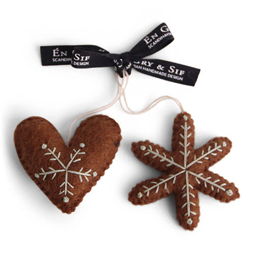 Ornament - Gingerbread Heart & Star (set of 2)