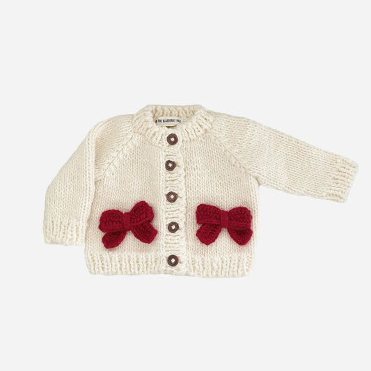 Baby Cardigan Sweater - Bow Red