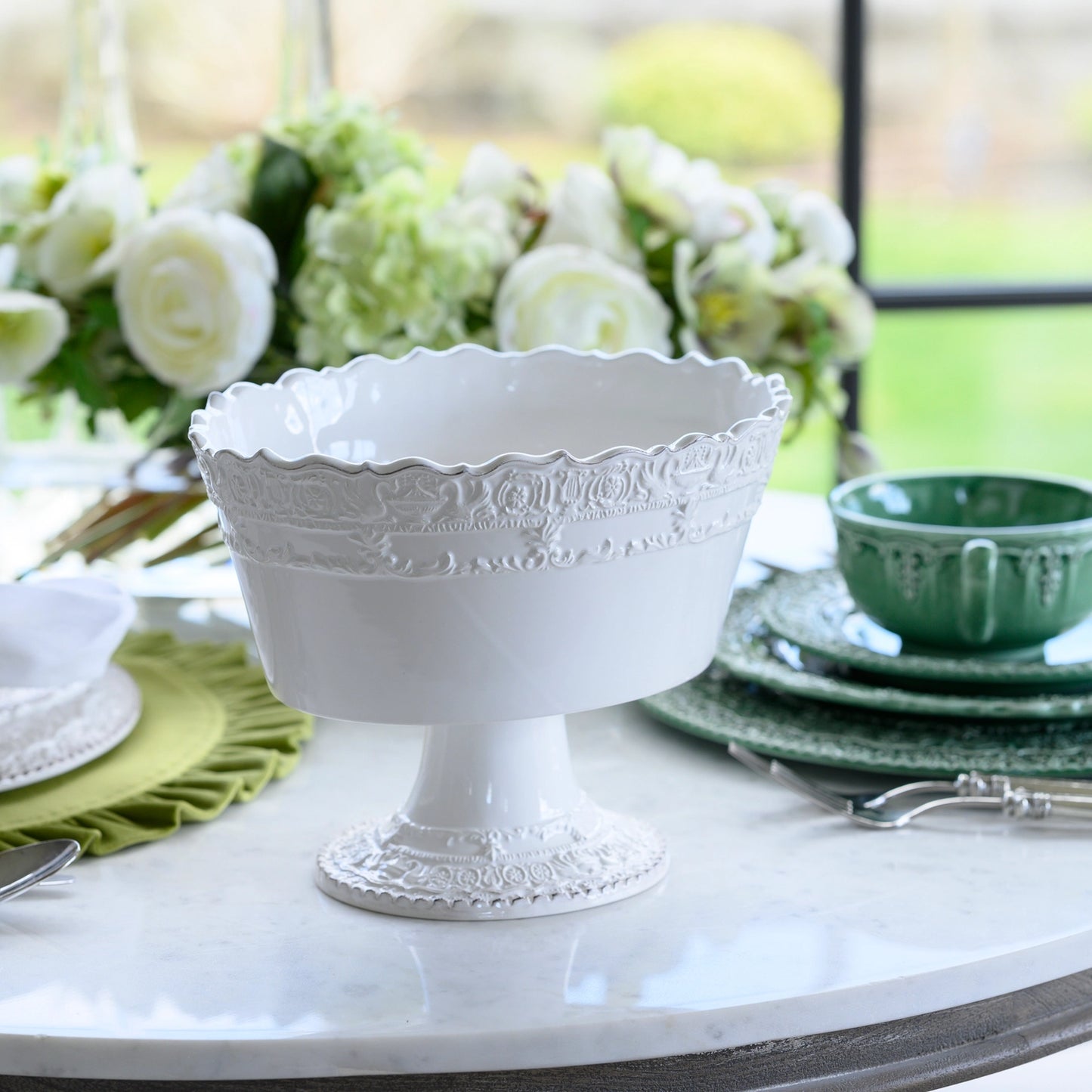 Renaissance - White Stemmed Fruit Bowl