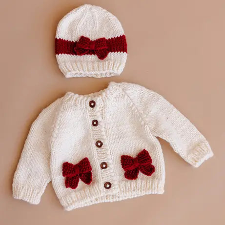 Baby Cardigan Sweater - Bow Red