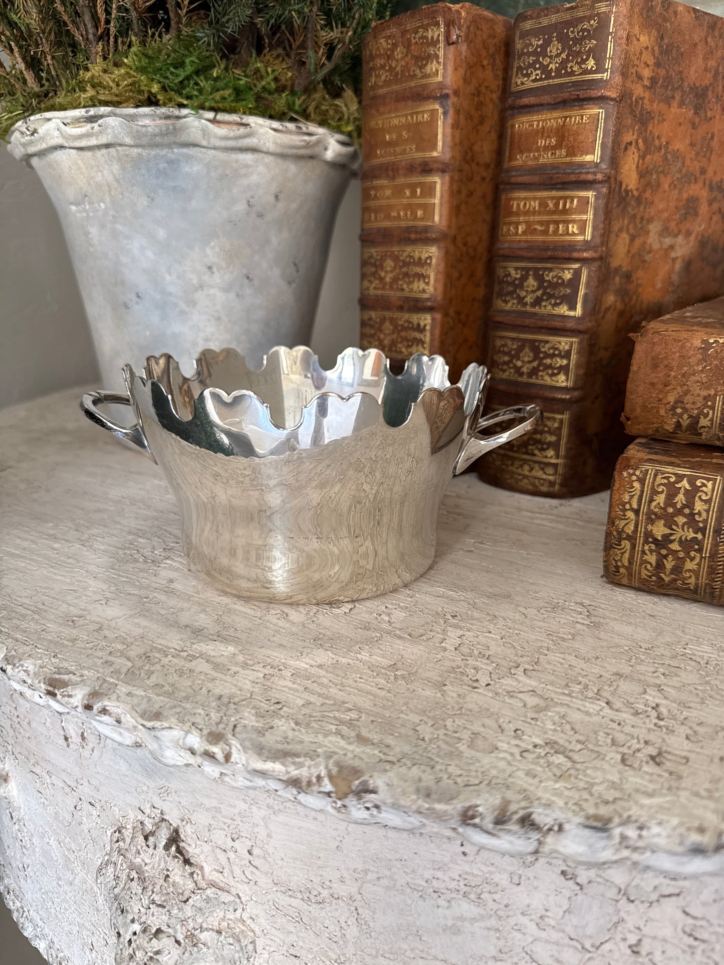 Antique 19th c. French Silverplate Scalloped Cachepot