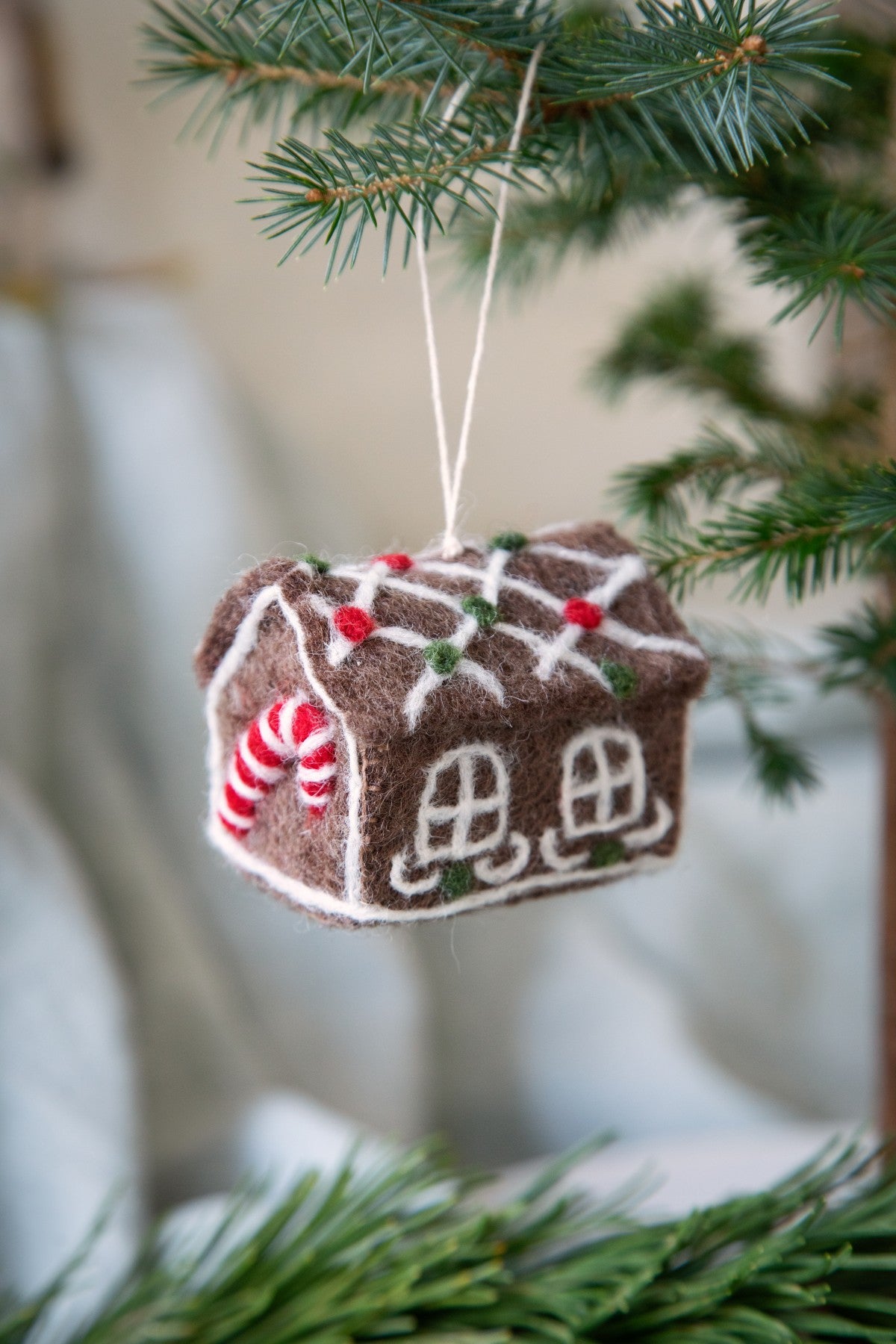 Ornament - Big Gingerbread House with Candy Cane