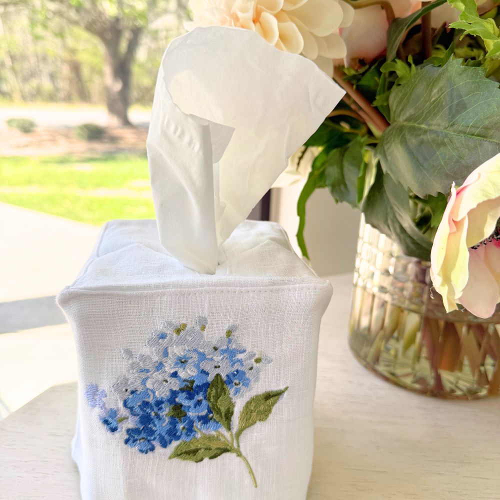 Tissue Box Cover - Blue Hydrangea