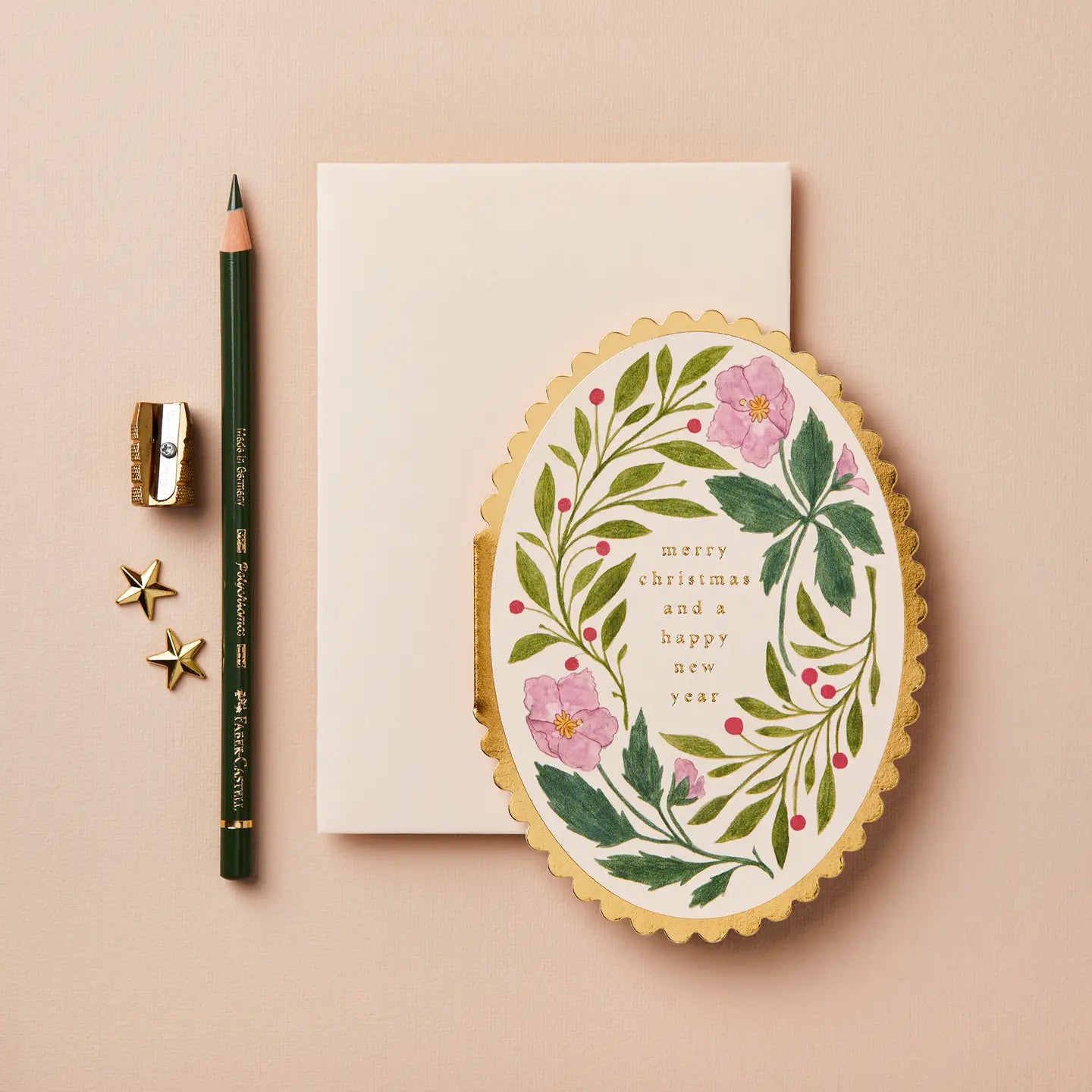 Card - Pink Flora 'Merry Christmas'