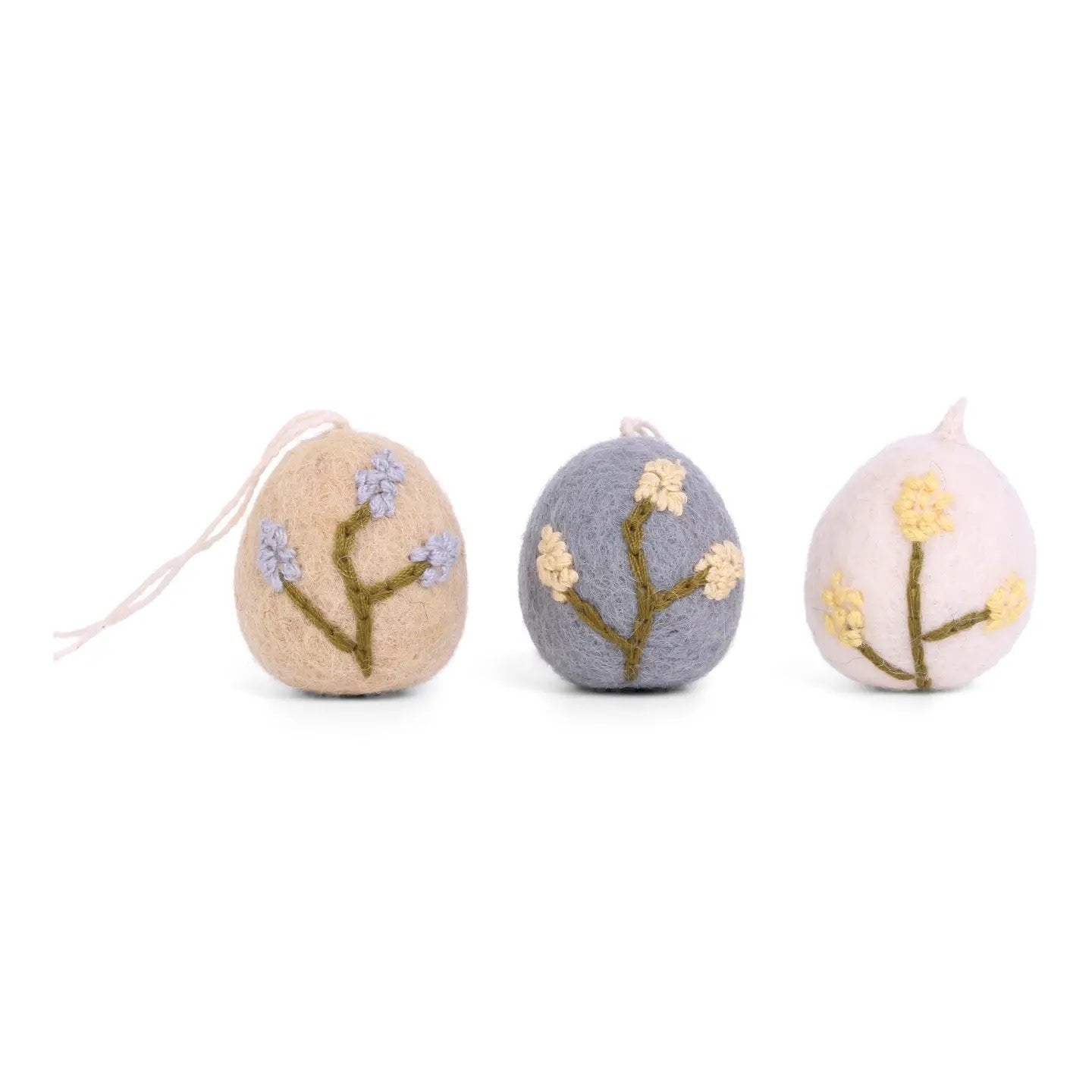 Ornament - Eggs with Embroidery - Heather (set of 3)