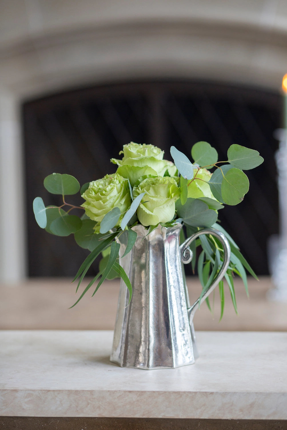 Pewter Pitcher Tall Scalloped