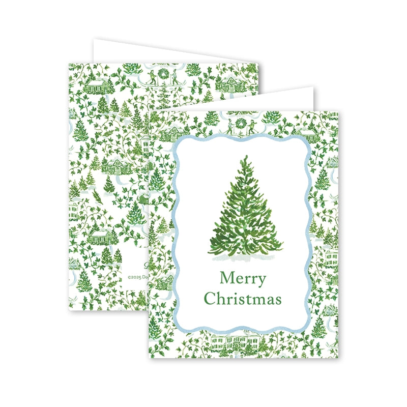 Card - Winter Toile Tree Green