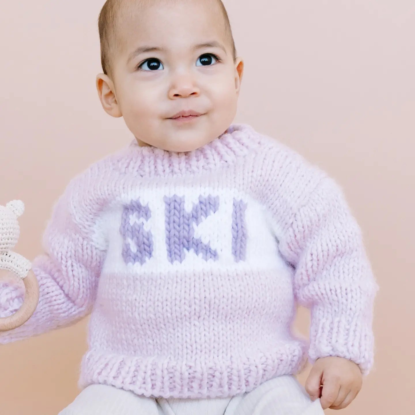 Baby Crew Neck Sweater - Ski Sweater Baby Pink