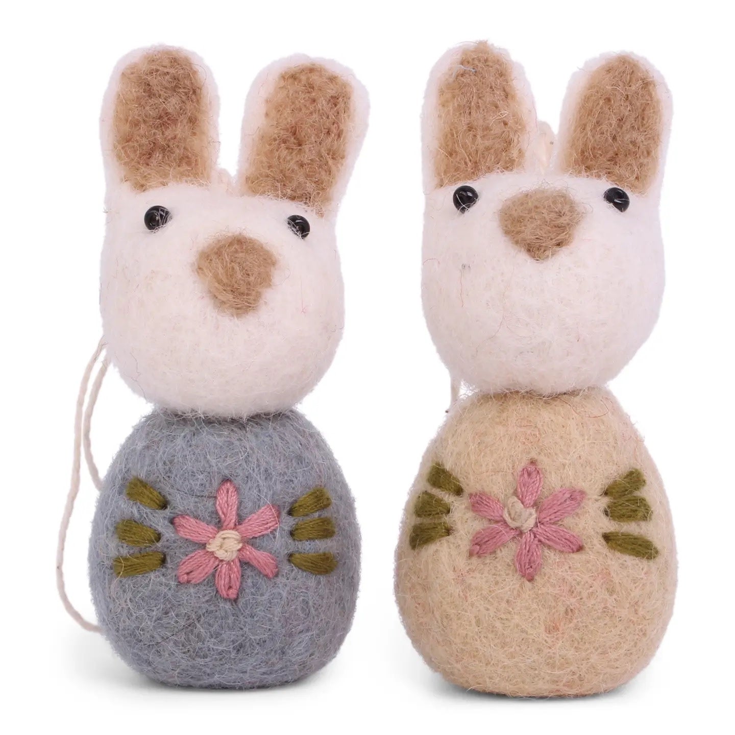 Ornament - Bunny with Flower Embroidery (set of 2)
