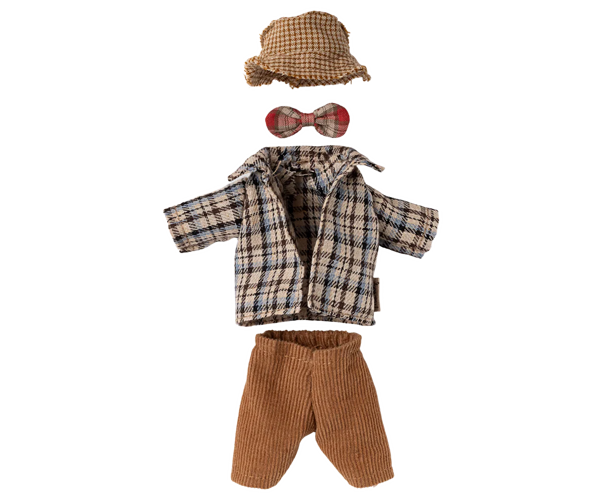 Mouse Clothes - Grandpa - Corduroy Pants, Bucket Hat & Bow Tie