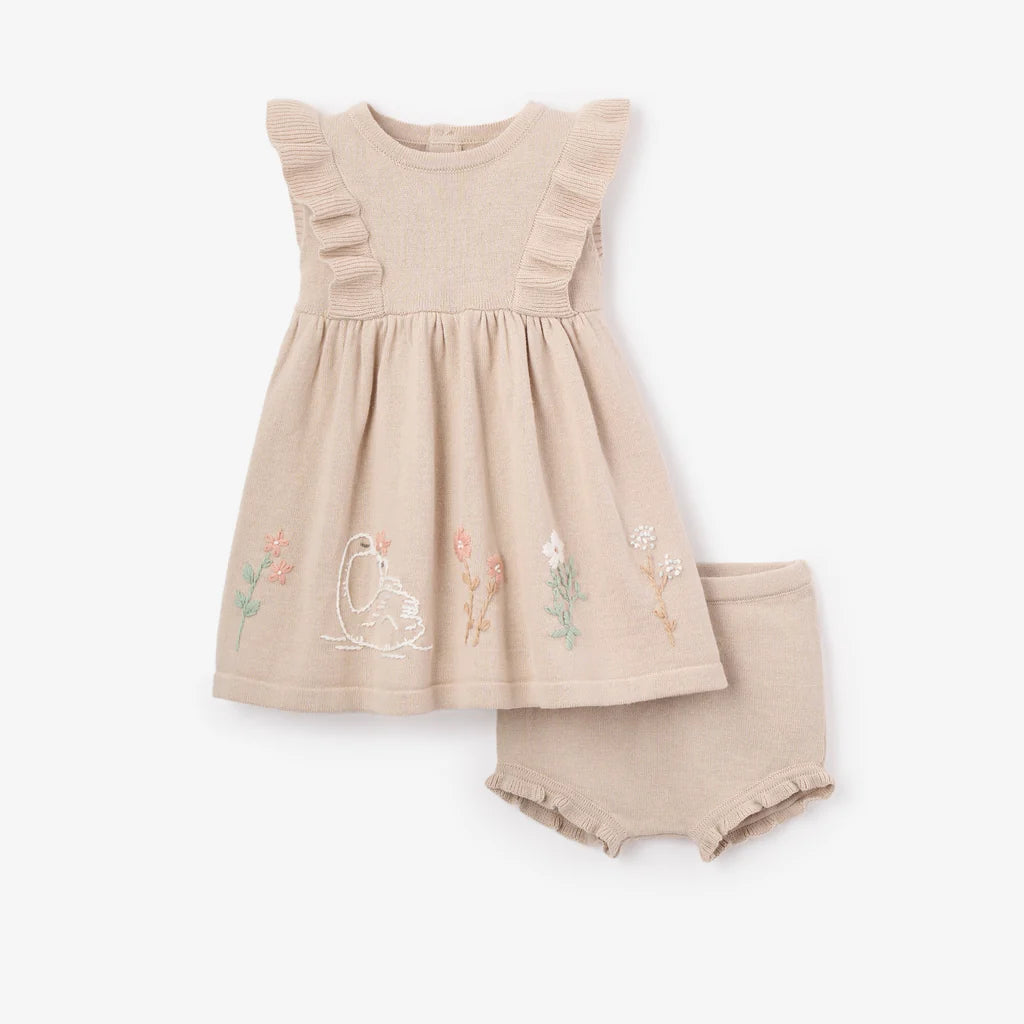 Dress with Bloomers - Embroidered Floral & Swan