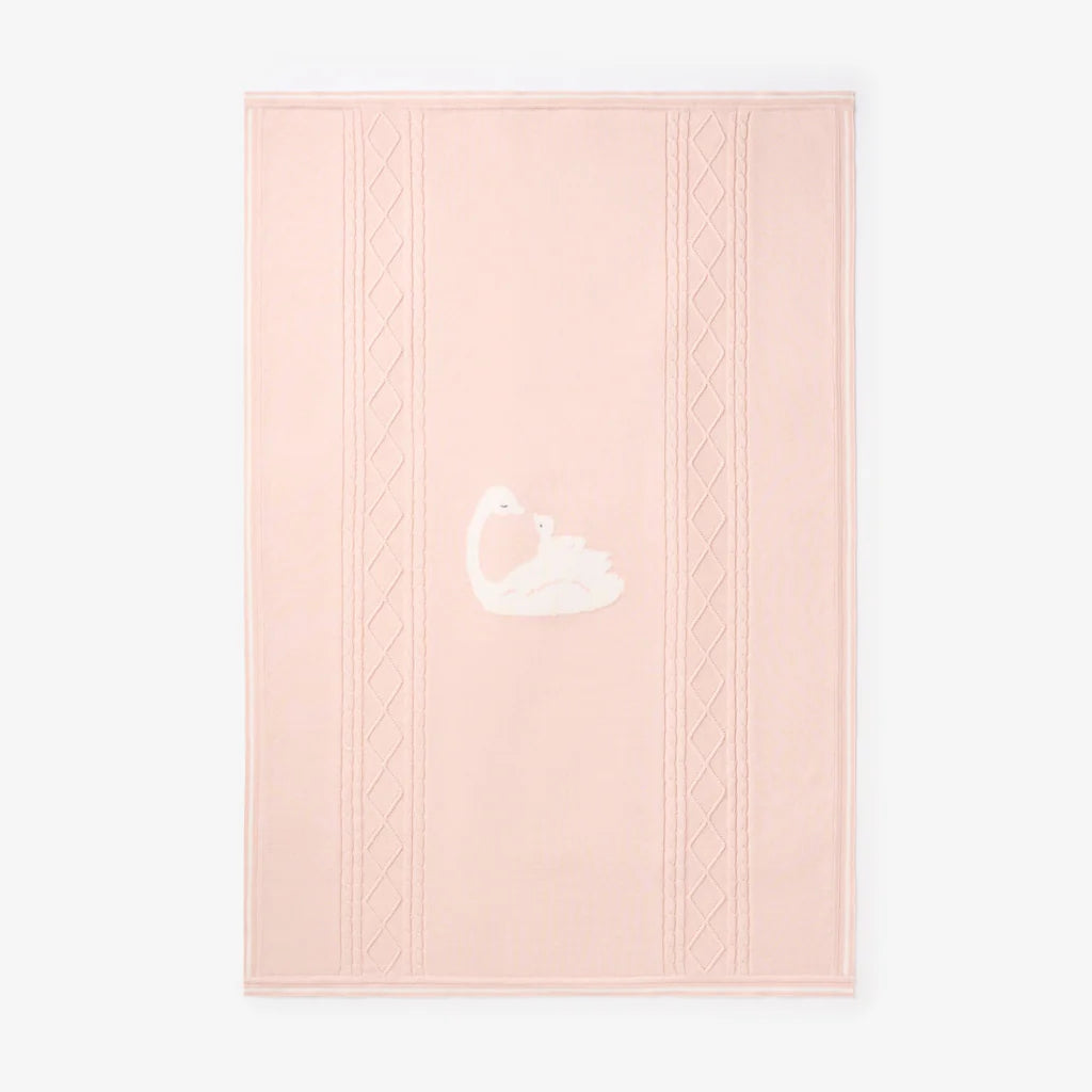 Baby Blanket - Cable Knit Swan