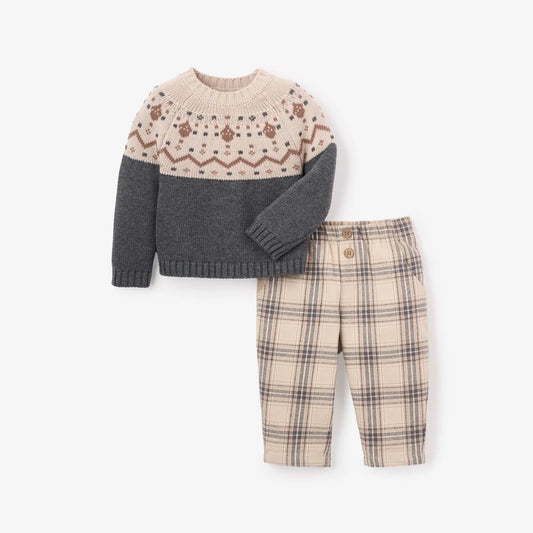 Sweater & Pant Set - Fair Isle Charcoal