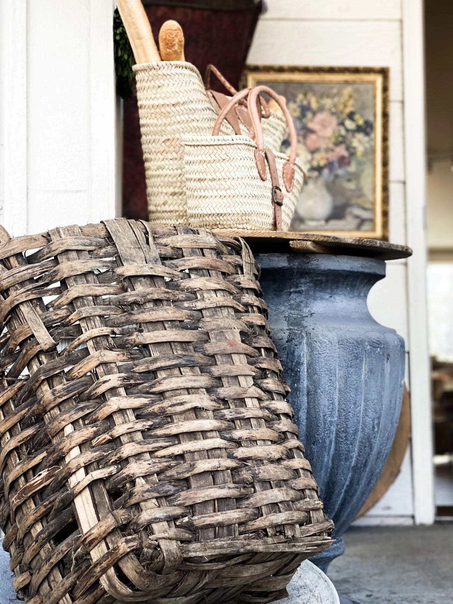 Antique 20th c. French Grape Harvesting Basket