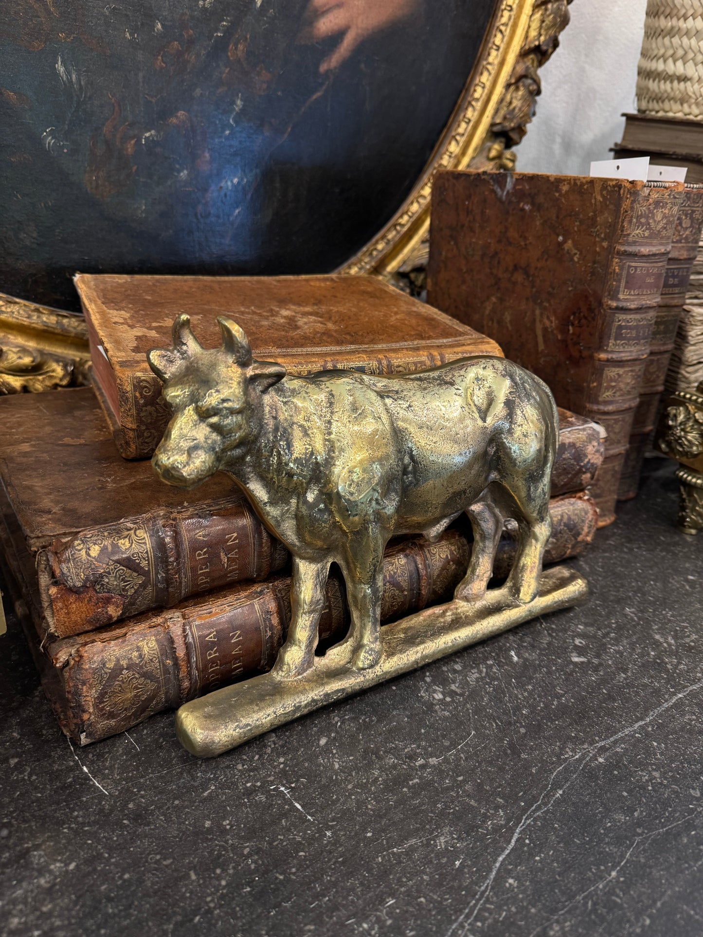 Antique c.1870 Bronze Cow from France