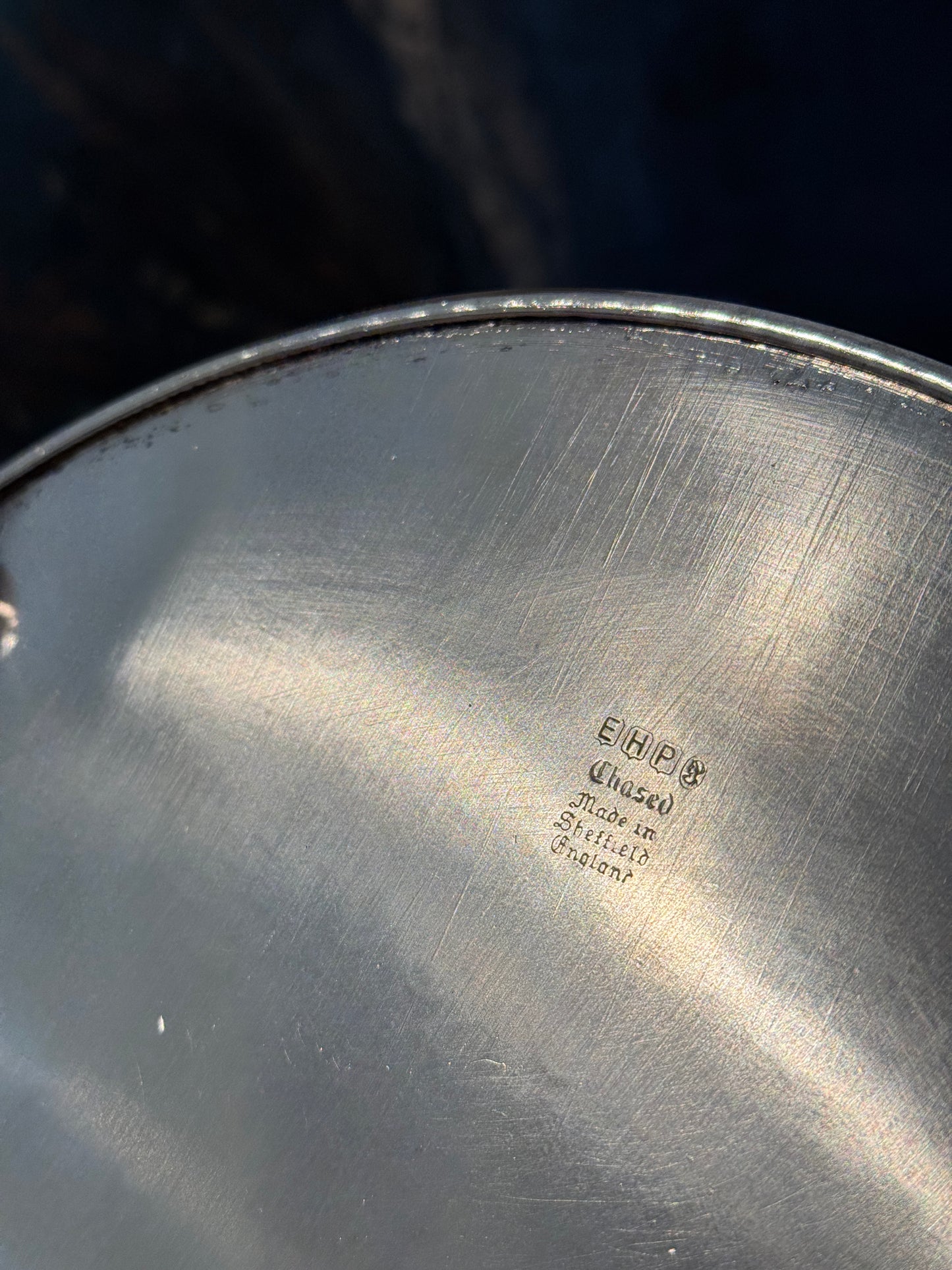 Vintage 20th c. English Silverplate Serving Tray - Round Small