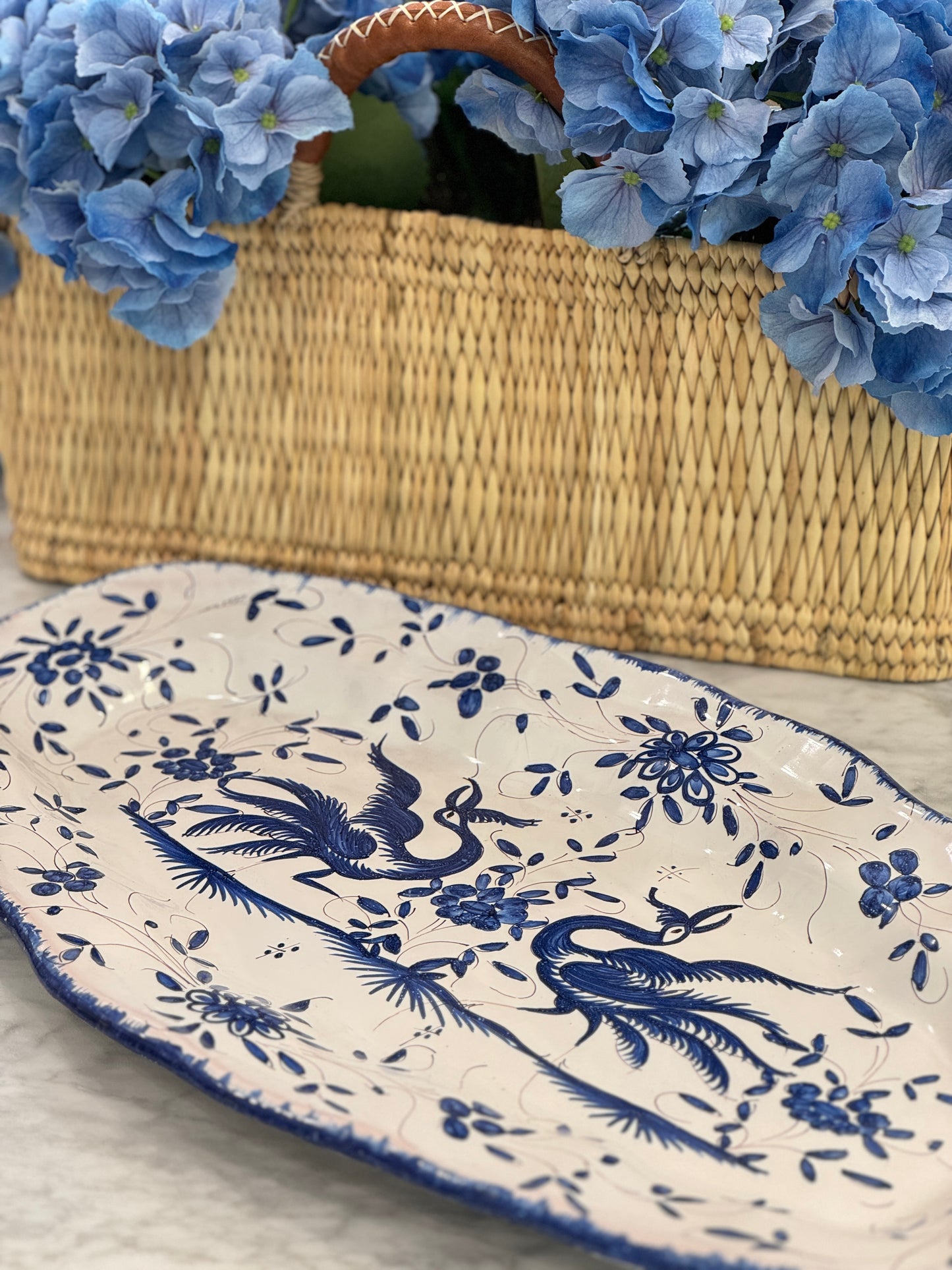 Antique 19th c. Blue & White Moustiers Platter