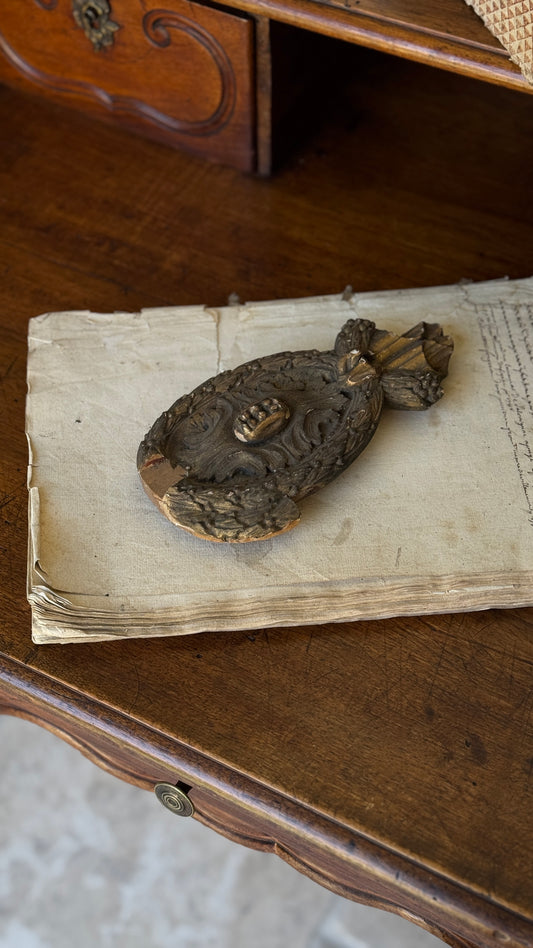 Antique Gilt Wood Fragment Medallion found in France