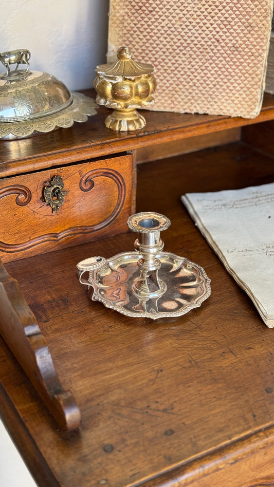 Antique Silverplate Bedside Candlestick found in France